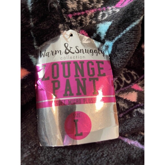 Warm & Snuggly Collection Soft Micro Plush Lounge Pajama Pants L BLK Arrows NWT - Picture 6 of 12